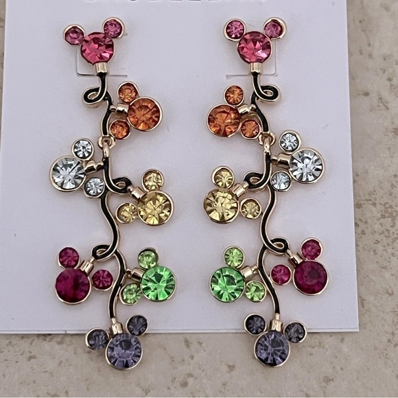 Disney x BAUBLEBAR Mickey Mouse Rhinestone Colorful Earrings New - Picture 4 of 6
